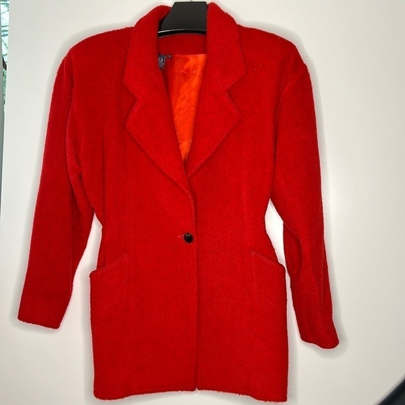 Emanuel Ungaro Parallele Paris Sz 6 Red Wood Tapered Blazer Jacket Coat - Picture 1 of 11